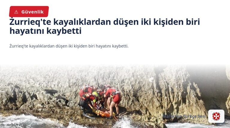 Żurrieq’te kayalıklardan düşen iki kişiden biri hayatını kaybetti